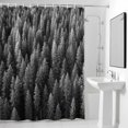 thumbnail image 4 of Forest Branch Leaves Fabric Shower Curtain Plant Pine Nature Black Washable Shower Curtains for Bathroom, Waterproof Bath Curtain with Hooks Home Decor 72x72in, 4 of 8