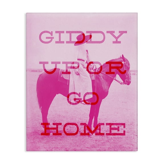 Stupell Industries Giddy Up or Go Home Animals Painting Wrapped Canvas Art Print Wall Art, 16 x 20