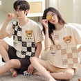 thumbnail image 4 of Summer 3XL Short Pajama Sets Couples Short Pants Cartoon Bear Sleepwear Women‘s Pajamas Lounge Men Home Pijama Mujer Hombre, 4 of 7