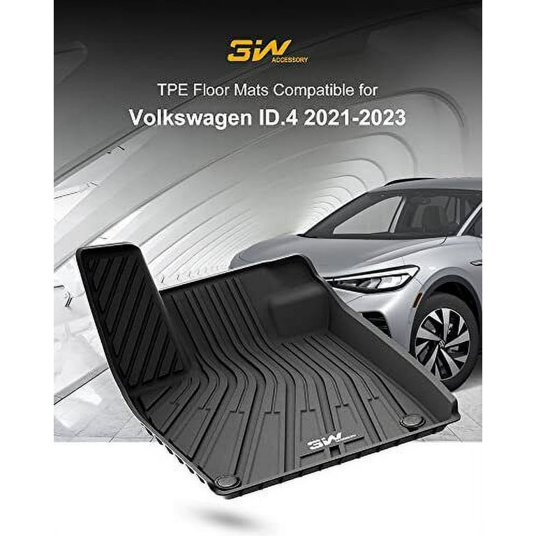 3W Floor Mats Fit for Volkswagen ID.4 2021-2023, All Weather ID4  Accessories Custom Fit Floor Liner 1st, 2nd Row Full Set for Volkswagen ID4,  Black 