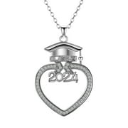 CXWIND 2024 Student Graduation Pendant Necklace Stainless Steel Graduation Gift Fashion Jewelry