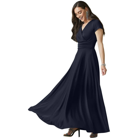 Vestido largo KOH KOH talla grande azul marino oscuro para mujer