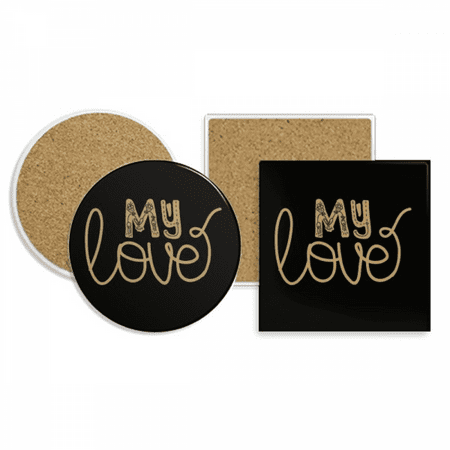 

my love quote handwrite coaster cup mug holder absorbent stone cork base set