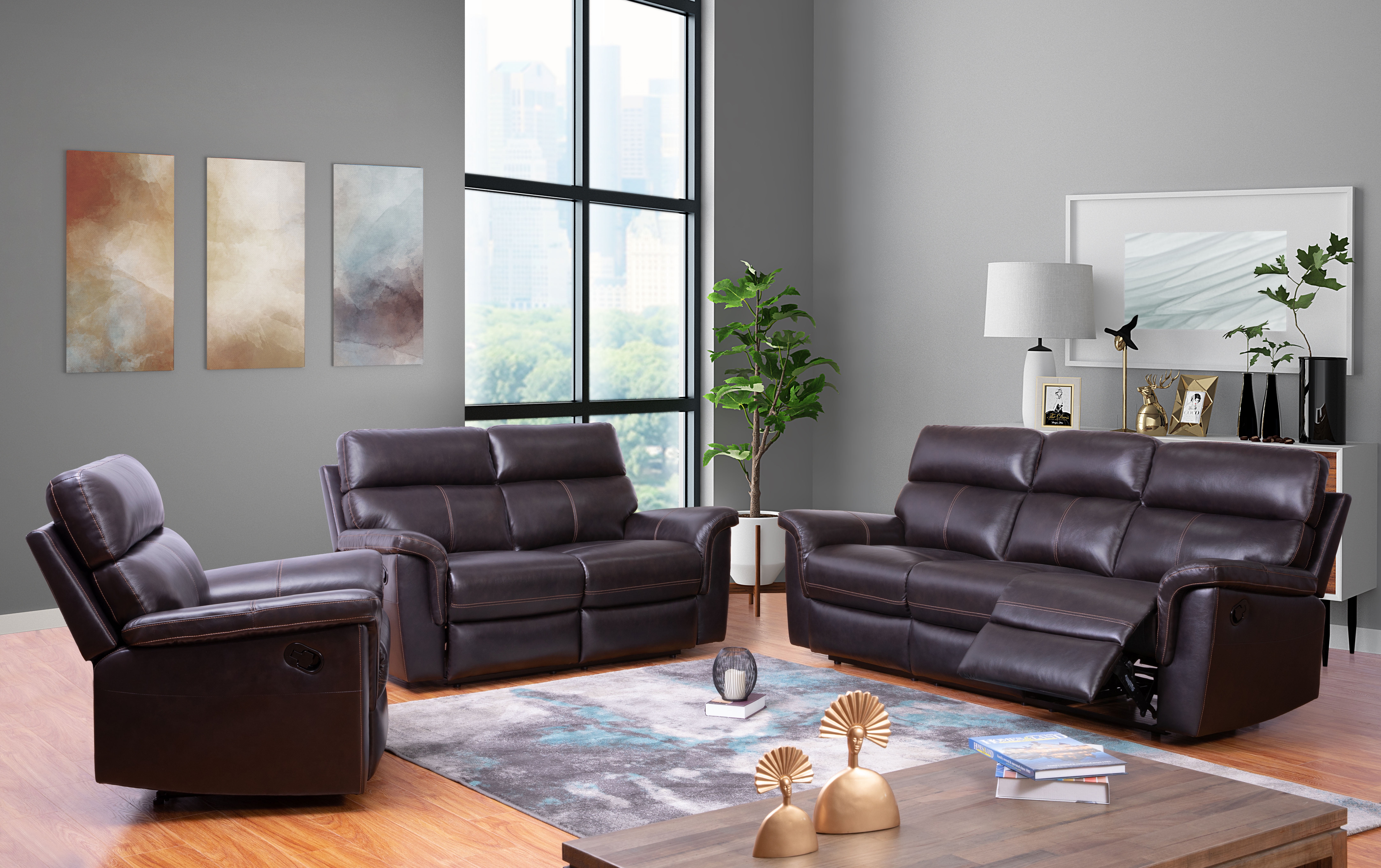 Devon & Claire Newport Top Grain Brown Recliner Leather ...