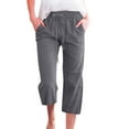 thumbnail image 1 of Innerwin Women's Loose Wide Leg Capri Pants, Solid Color, Dark Gray, Size 2XL, 1 of 2