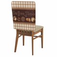 thumbnail image 2 of Coffee Time Beans Dining Chair Back Cover Only, Desserts Vintage Brown Plaid Farmhouses Set of 8 Chair Back Covers, Removable Washable for Dining Room, Banquet & Holiday Decoration, 2 of 9