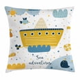 thumbnail image 1 of Adventure Nursery Throw Pillow Cushion Cover, Sea Adventures Icons Ship Baby Whale Puffy Clouds Fishes, Decorative Square Accent Pillow Case, 24 X 24 Inches, Earth Yellow and Blue Grey, by Ambesonne, 1 of 2