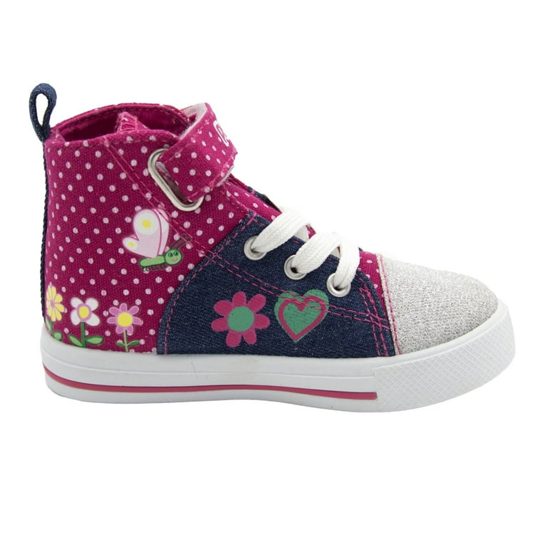 Peppa Pig Unisex Kids High Top Sneakers, Glitter & Cushioned, Denim Blue with Pink Accents Peppa Pig Unisex Kids High Top Sneakers, Glitter & Cushioned, Denim Blue with Pink Accents