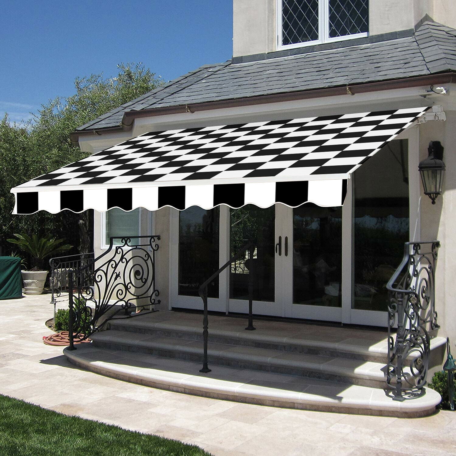 13'x8' Manual Retractable Patio Awning Sunshade Shelter Window Door Awning Commercial