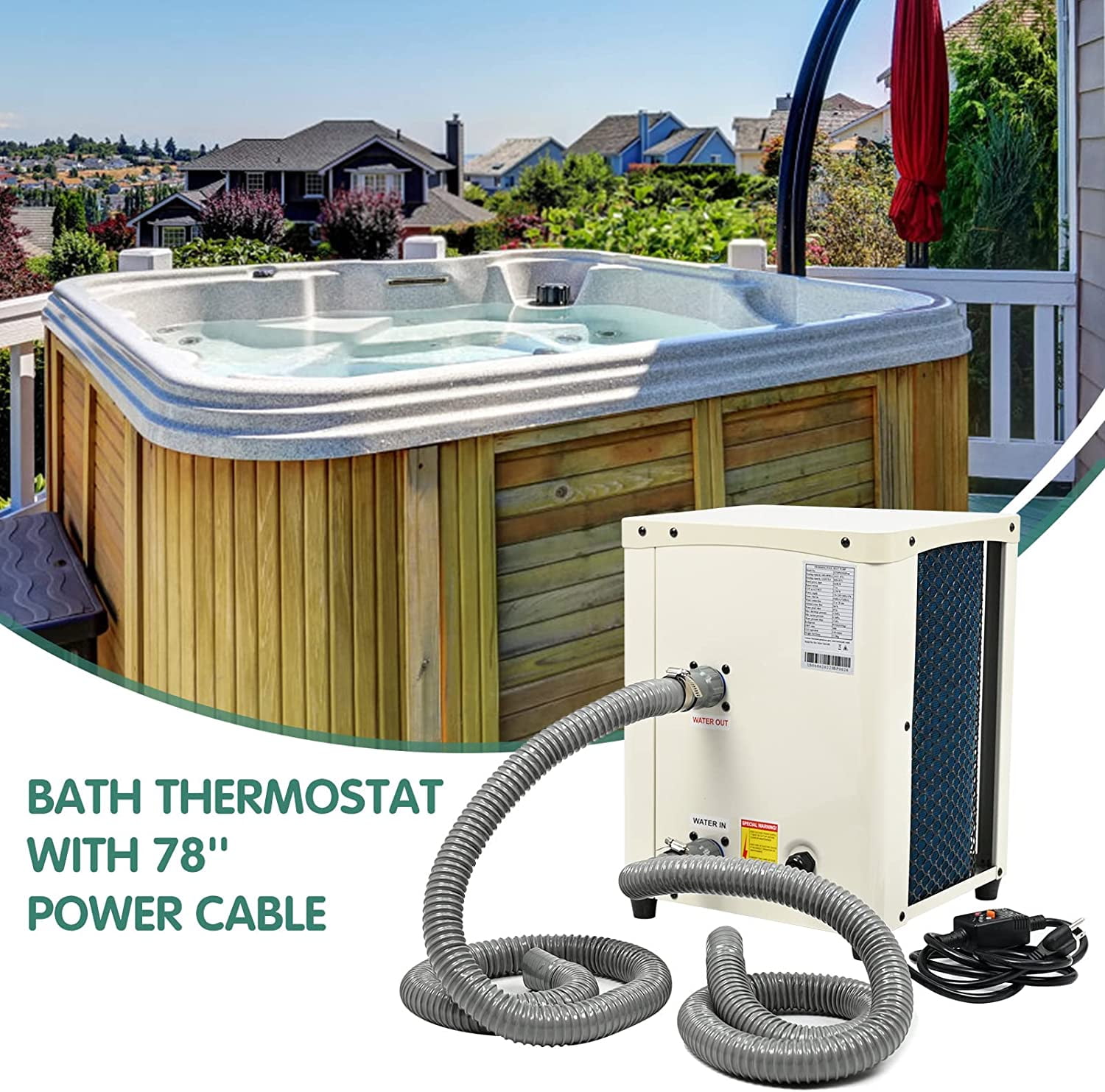 Ficisog 14331BTU Electric Pool Heaters for Above Ground Pools,0.65 KW