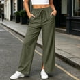 thumbnail image 4 of Qingpeng Womens Drawstring Elastic High Waisted Wide Leg Sweatpants Side Split Hem Soft Heather Knit Baggy Flow Casual Pants, 4 of 9