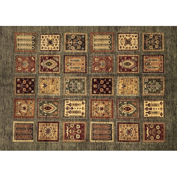 Ahgly Company Indoor Rectangle Oriental Brown Modern Area Rugs, 5' x 8'