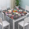 thumbnail image 3 of Pioneer Flower Floral Print Pattern Square Fitted Tablecloth with Elastic Edge,Square Table Cover,Washable Elastic Table Cover for Home Kitchen Party Decor 34"x34", 3 of 6
