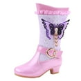 thumbnail image 2 of Chenyee Girls Princess Knee High Boots Sparkly Butterfly Lace High Heels Fleece Lined Warm Mid Calf Booties, 2 of 7
