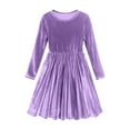 thumbnail image 3 of Posijego Girls Velvet Long Sleeve Dress Solid Color Vintage Velour Party Christmas Evening Flowy Dresses for Girls, 3 of 7