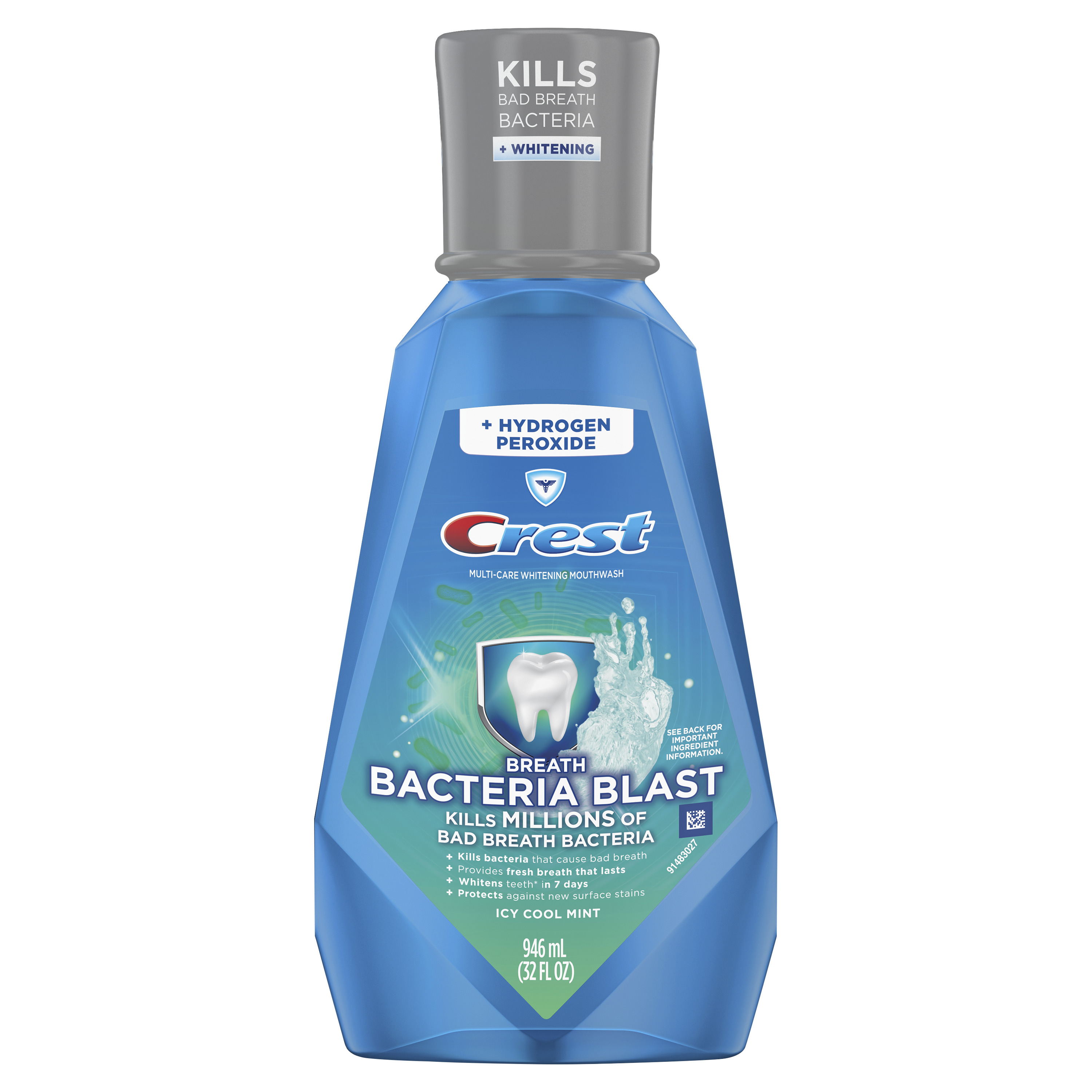 Crest Breath Bacteria Blast Mouthwash, Mint, 33.8 fl oz