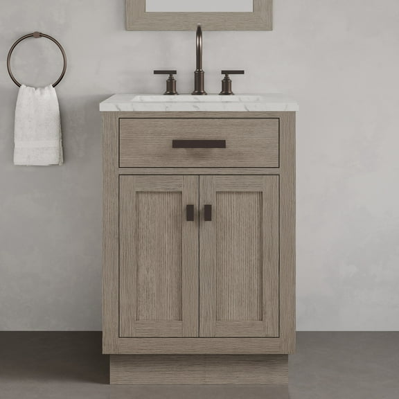Water Creation Chestnut 24" Solid Hardwood Single Bathroom Vanity in Gray/Bronze