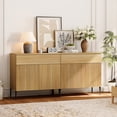 thumbnail image 3 of 4 Pcs Bedroom Set，Reeded Dresser and Nightstand Sets for Bedroom, Wooden Dresser Set with Doors, Night Stand of 2 with Charging Station, 3 of 11