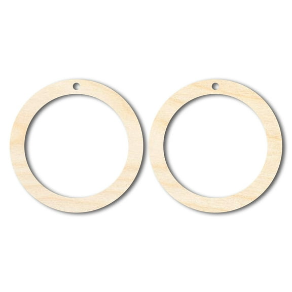 Unfinished Wood Hoop Earring Blank Pair - DIY Jewelry Craft - Available in 1" to 3" 3" / 1/4" / 24 Pairs (48 Pieces)