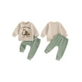 thumbnail image 2 of Elippeo Toddler Boy Fall Outfits Cartoon Excavator Letter Print Long Sleeve Sweatshirt and Solid Color Pants 2 Pcs Set  6 12 18 24 Months 3 Years, 2 of 9