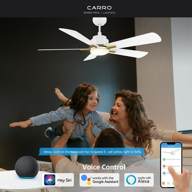 CARRO Elliott 52-inch Indoor/Outdoor Smart Ceiling Fan, Dimmable