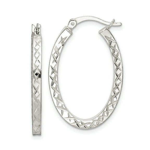 Primal Silver Sterling Silver Diamond-cut Hoop Earrings