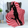 thumbnail image 4 of Kissing Soft Flannel Fleece Throw Blanket, Standing Man and Woman Silhouette on Whirlpool Design Heart, Cozy Plush for Indoor and Outdoor Use, 50" x 70", Dark Pink Baby Pink, by Ambesonne, 4 of 5