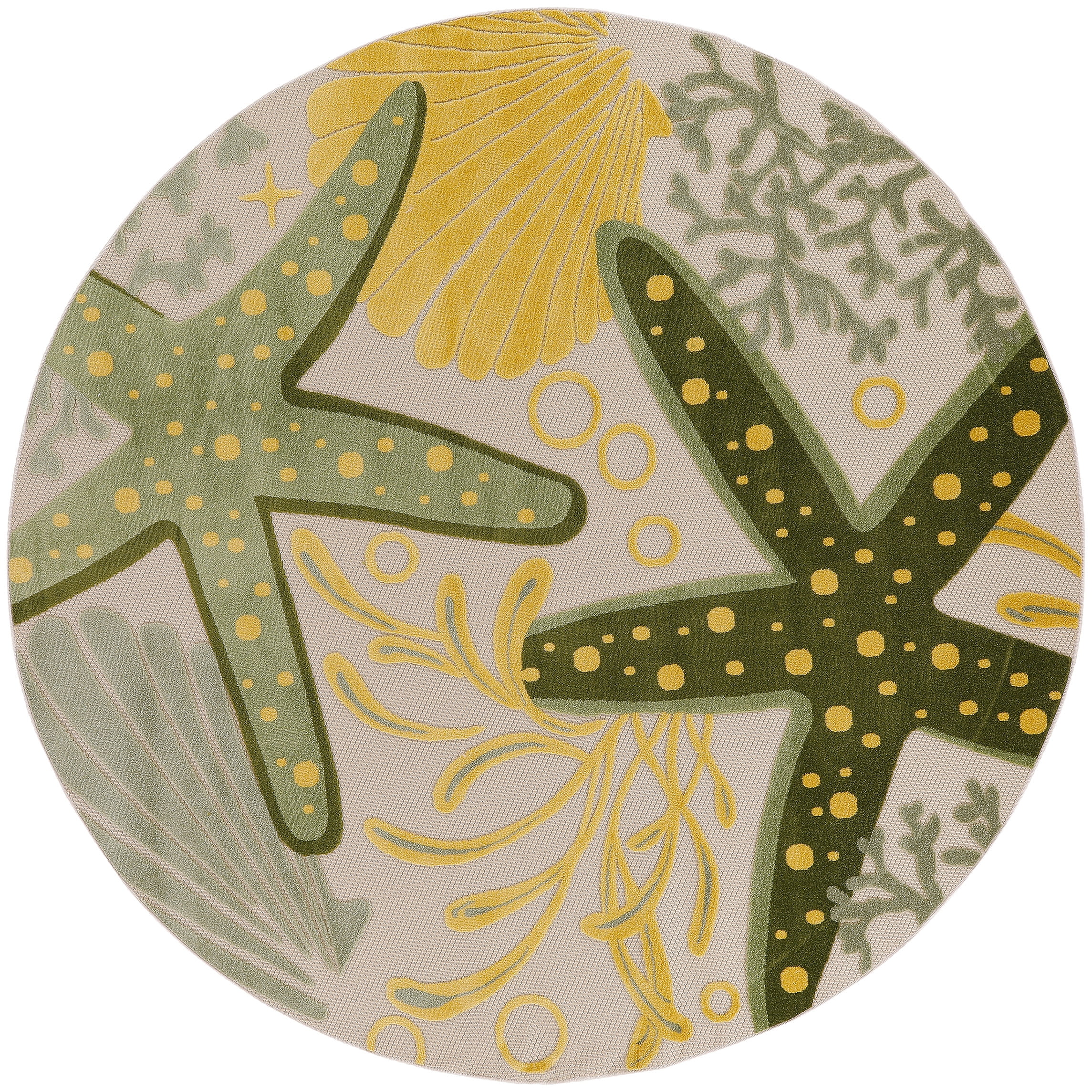 Nourison Aloha Indoor/Outdoor Green Yellow 7'10" x Round Area Rug (8 Round)