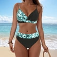 thumbnail image 2 of COMVALUE Women's High Waisted Bikini Sets Push Up Twist Front Spaghetti Straps Ruched Two Piece Swimsuit Bathing Suit (Mint Green, S), 2 of 9