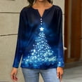 thumbnail image 3 of Fabrcox Christmas Womens Long Sleeve Tee Shirts Henley Christmas Snowflake Print V Neck Long Sleeve Fall Spring Tops Casual Xmas Holiday Tunic Shirts Blue L, 3 of 3