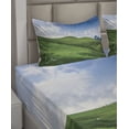 thumbnail image 2 of Ambesonne Green White Fitted & Top Sheet Set with Shams, Sheep and Blue Sky, Green White, 2 of 4
