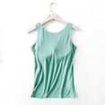thumbnail image 4 of HAPIMO Women's Yoga Tank Tops Sports Padded Seamless Double Layer Shaping Tops Solid Color Cotton Shirts for Teen Girls Summer Beach Tees Sleeveless Fitness Green XL, 4 of 6