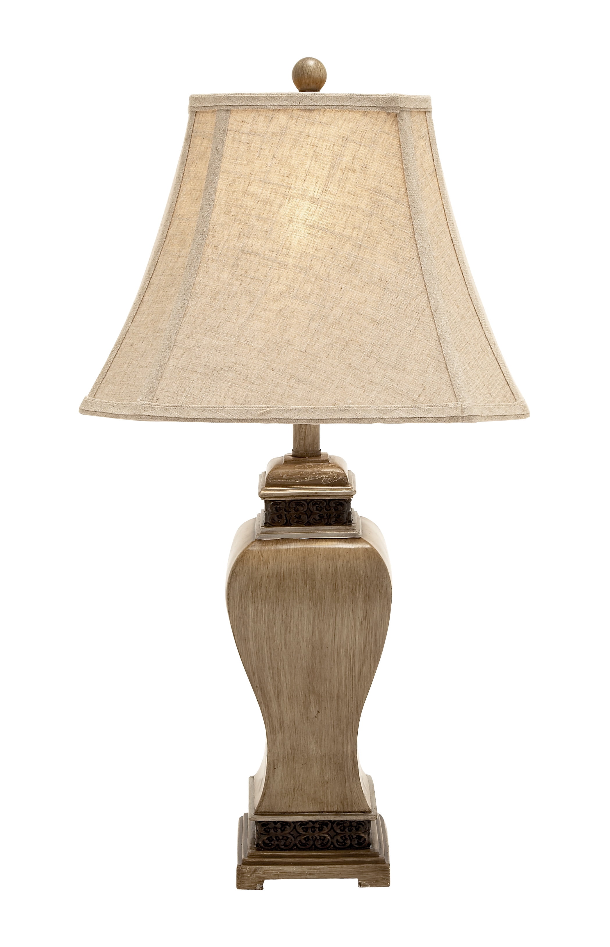 NEW LARGE 33" AGED BRONZE GRAY GLAZE TABLE LAMP BROWN LINEN SHADE TUSCAN LIGHT 