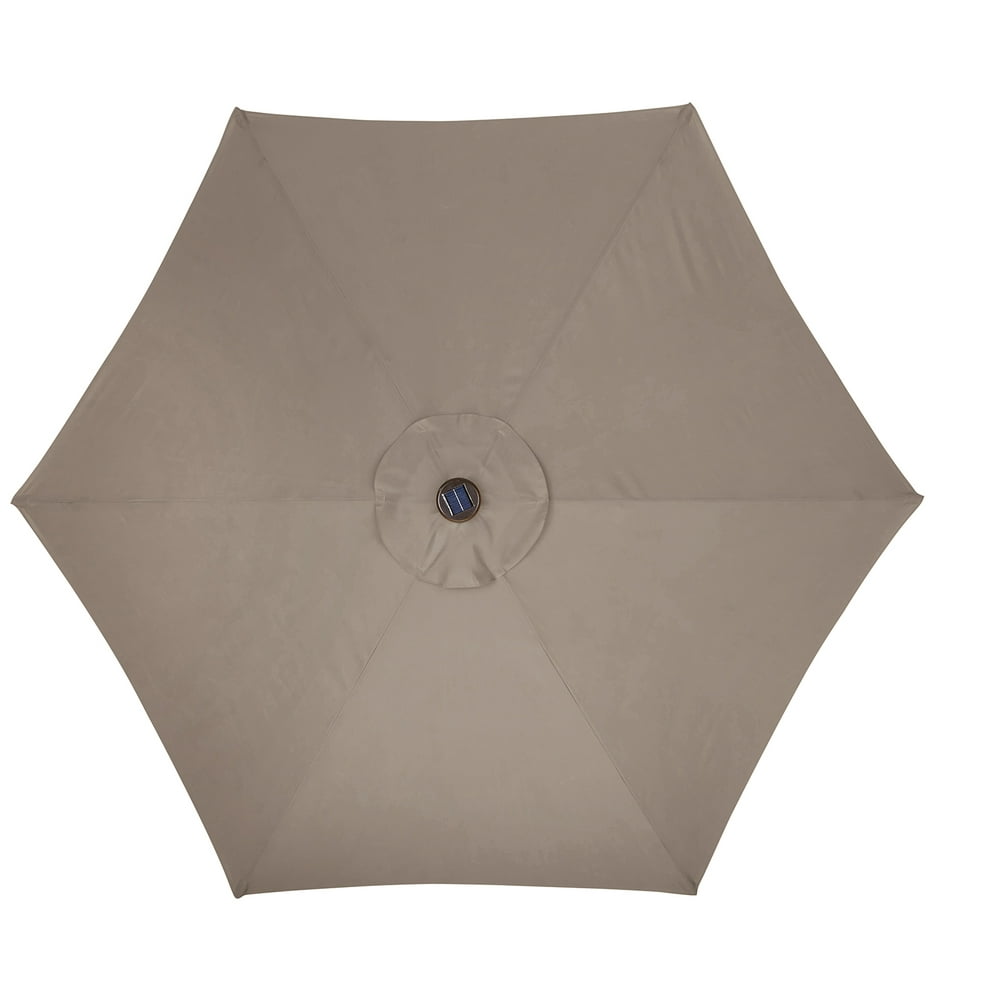 Living Accents 8462434 9 ft. Tiltable Taupe MARKET Solar Patio Umbrella