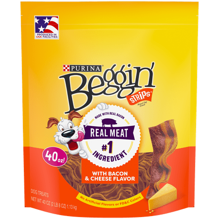Purina Beggin Strips Bacon - Purina Beggin' Strips Dog Training Treats; Bacon & Cheese Flavors - 40 oz. Pouch