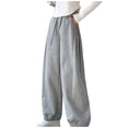 thumbnail image 1 of Diufon Straight Pants for Women Casual Solid Color Athletic Pants Elastic High Waist Drawstring Sweatpants, 1 of 4