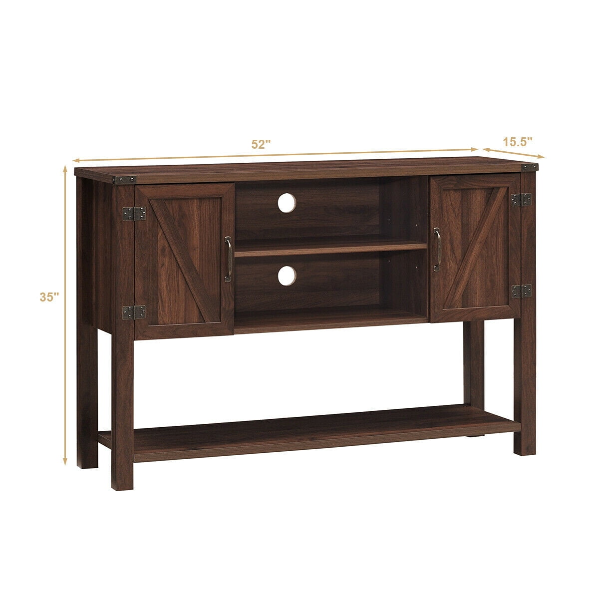 Gymax Console Table Sideboard Buffet TV Stand with Storage Cabinets & Bottom Shelf