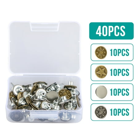 Collectible Metal Buttons - Jeans Button 40 Sets Metal Tack Buttons Replacement Kit Repair For Sewing Pants