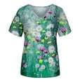 thumbnail image 3 of DPTALR T-Shirt Décontracté à Manches Courtes Imprimé Floral Col en V pour Femmes, 3 of 9
