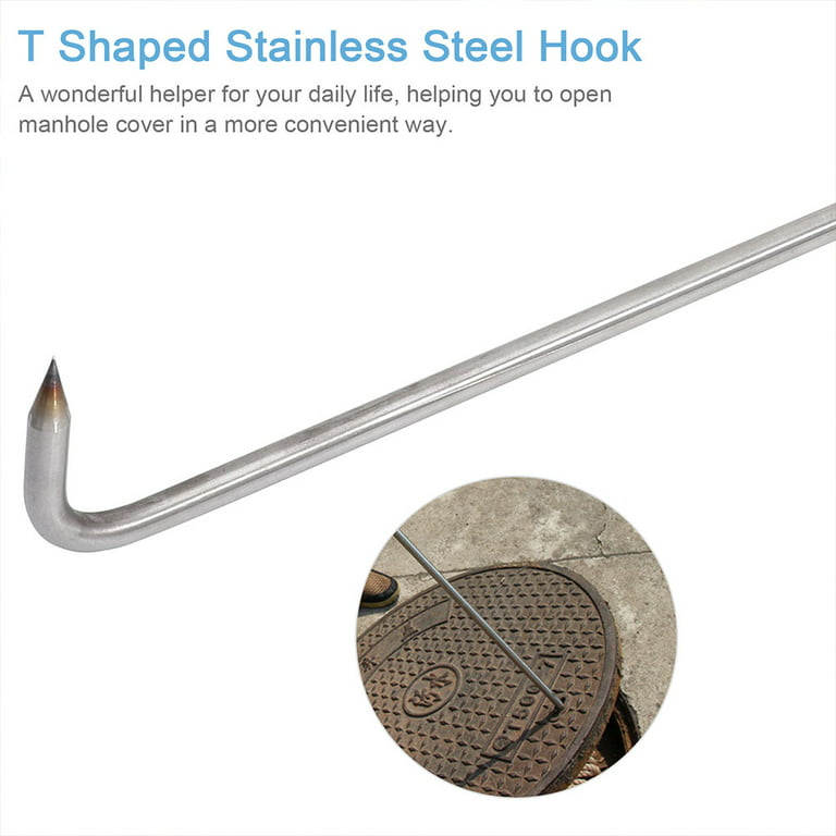 2Pcs Stainless Steel Manhole Cover Hook Manhole Cover Lifter Household Door  Lifter Tool 