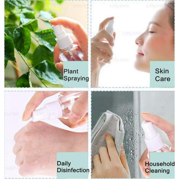 30ml Plastic Spray Bottles,Small Empty Spray Bottle,Fine Mist Mini Clear Spray Bottles with Pump,Refillable & Reusable Empty Plastic Bottles Travel Bottle For Essential Oils,Perfume,Toners,Makeup