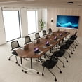 thumbnail image 6 of 6pcs Folding Conference Table with Wheels,47.2in Training Meeting Table with Flip-Top & Strong Metal Frame,Trapezoid Design for Classrooms & School Office Spaces(Walnut), 6 of 8