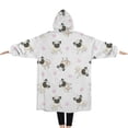 thumbnail image 2 of Oversized Wearable Blanket Hoodie,Pug and Footprints Sherpa Blanket Hoodie with Super Pockets,Super Warm Fuzzy Pullover for Women & Men, 2 of 6