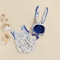 thumbnail image 2 of Douhoow Infant Baby Girl's Two-Piece Set Easter Rabbit Print Sleeveless Backless Romper Tie-Up Hat, 2 of 9