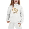 thumbnail image 3 of Zylarhe Girls Boys Sweatshirt Girls Long Sleeve Letter Print Hooded Sweater and Pants Outfit Set for Kids White 10-11 Years, 3 of 3