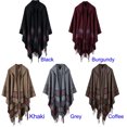 thumbnail image 3 of Mujeres de punto Poncho Cape con capucha de rayas de gran tamaño Cardigan suéter MABOTO Gris, 3 of 4