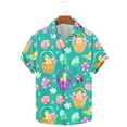 thumbnail image 2 of JURANMO Easter Mens Hawaiian Shirts Novelty Bunny Print Button Down Tee Shirts Holiday Short Sleeve Easter Sunday Shirts White M Lightning Sales Today, 2 of 6