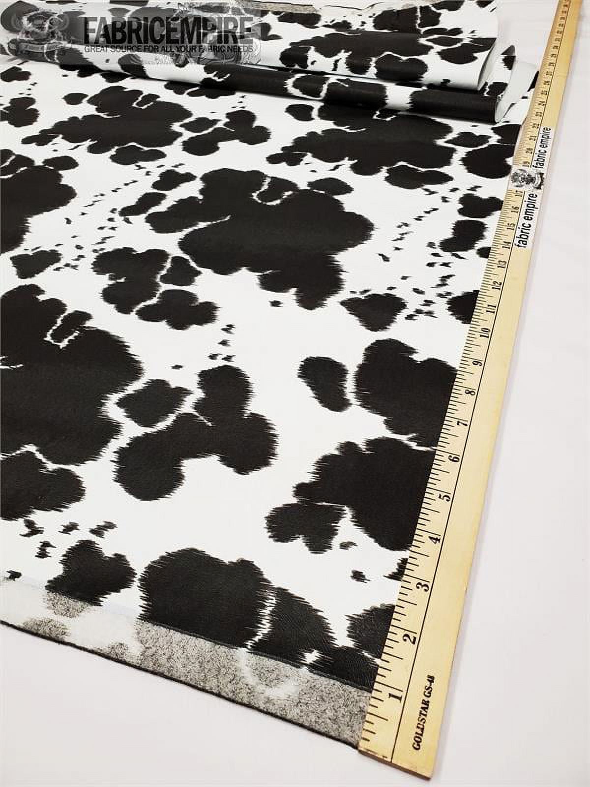 Vinyl Upholstery Embossed Texture Fabric Cow Black on White Fake Leather / 54" Wide / Sold By The Yard