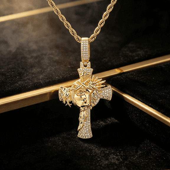 Twisted Rope‑Textured Cross Religious Pendant Necklace For Men Women ...
