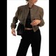 thumbnail image 1 of Chaqueta con Botones y Hombros Caídos para Mujer, Abrigo Corto y Prendas de Abrigo Verde L, 1 of 8
